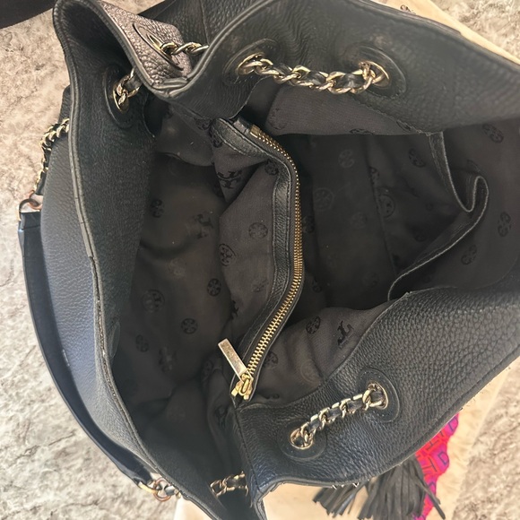 Tory Burch Britten Shoulder Tote Crossbody Bag Black Chain Strap - Picture 3 of 4